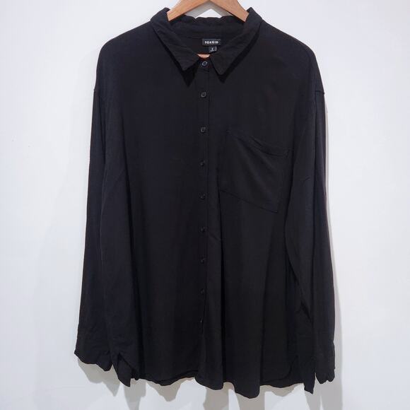 Torrid Womens Black Drop Shoulder Button Up Blouse Size 2X Minimalist Business - Picture 1 of 9